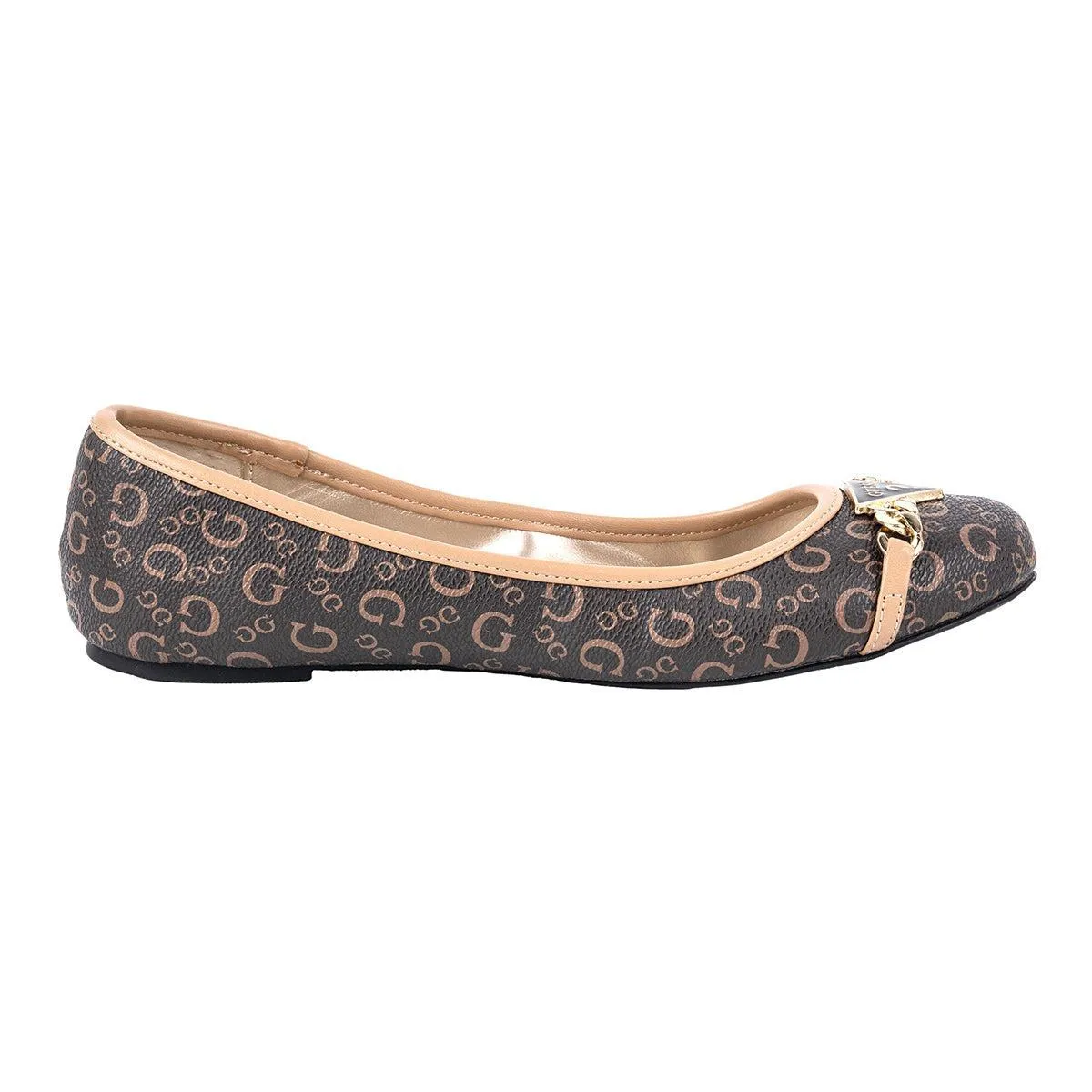 Guess Ballerinas Leather Brown Colour For Women