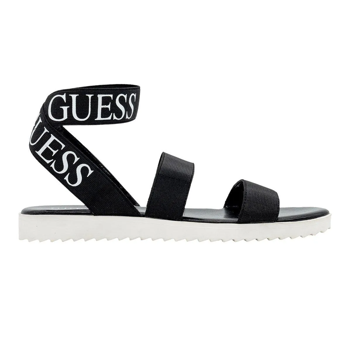 Guess Strap Flat Sandals Fabric Black Colour For Women