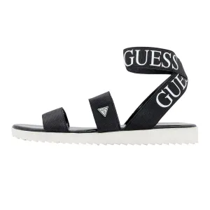 Guess Strap Flat Sandals Fabric Black Colour For Women