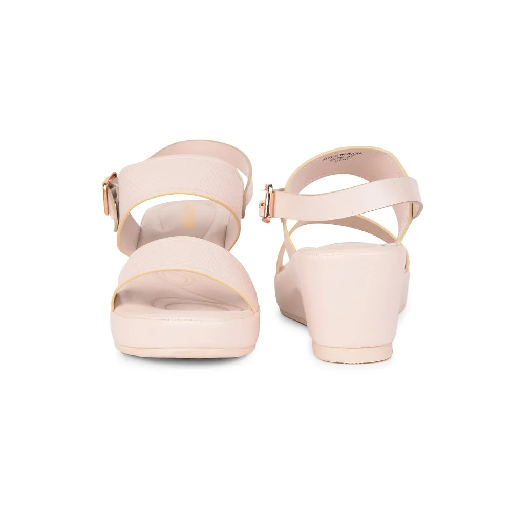 Healers Casual Beige Wedge Heel Sandal For Women ST-16 By Liberty