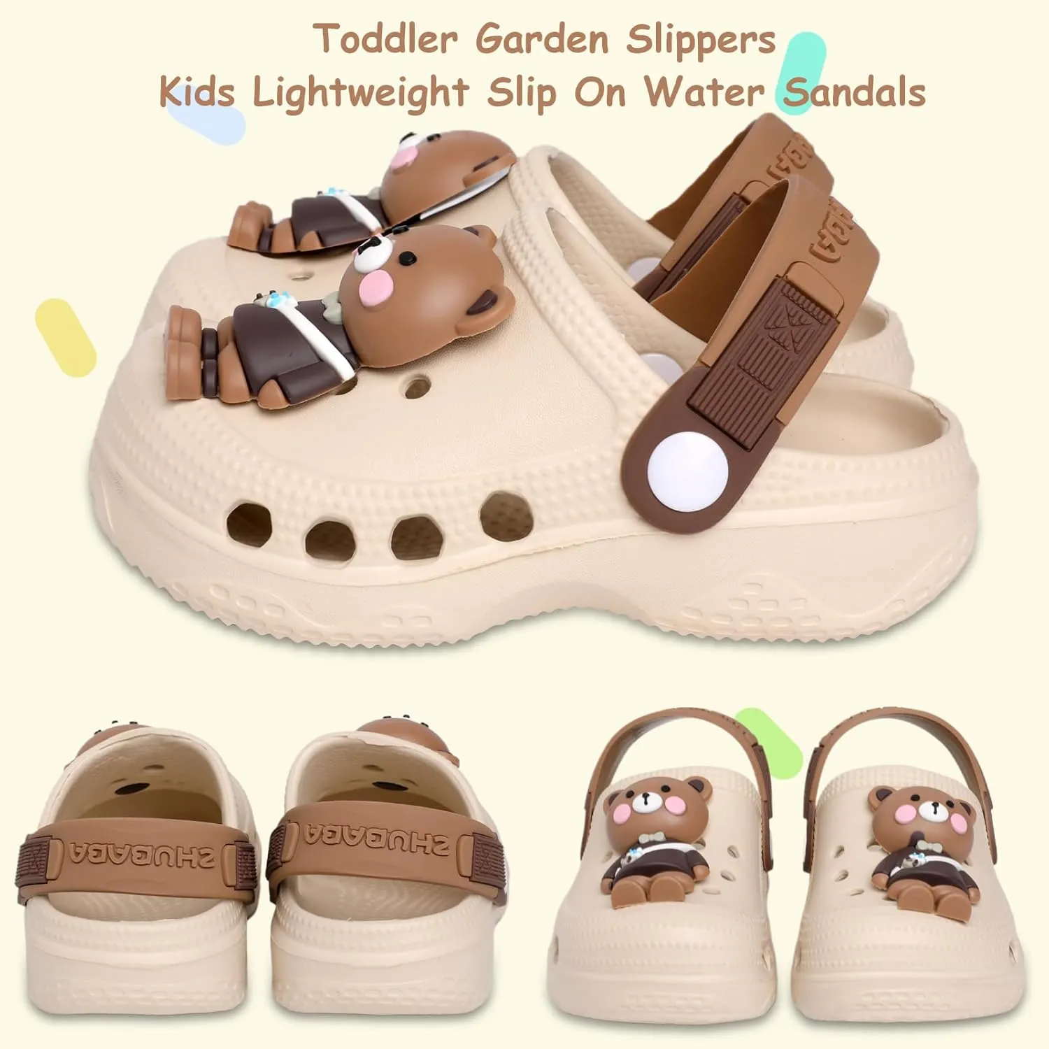 Kids Girls Boys Clogs Garden Shoes Toddler Slides Sandals Children Water Shower Beach Pool Slippers Indoor Outdoor Slip On Cute Water Slipper Shoes(Toddler/Little Kids)