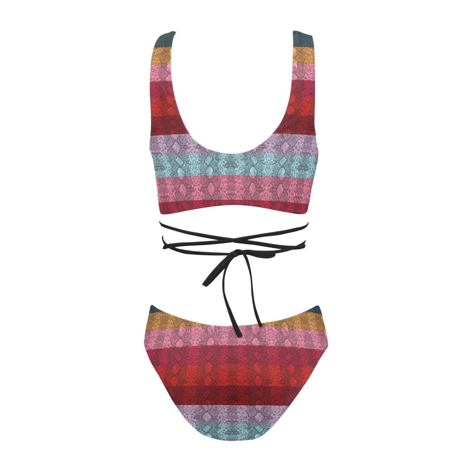 multicolored snakeskin copy Cross String Bikini Set (Model S29)
