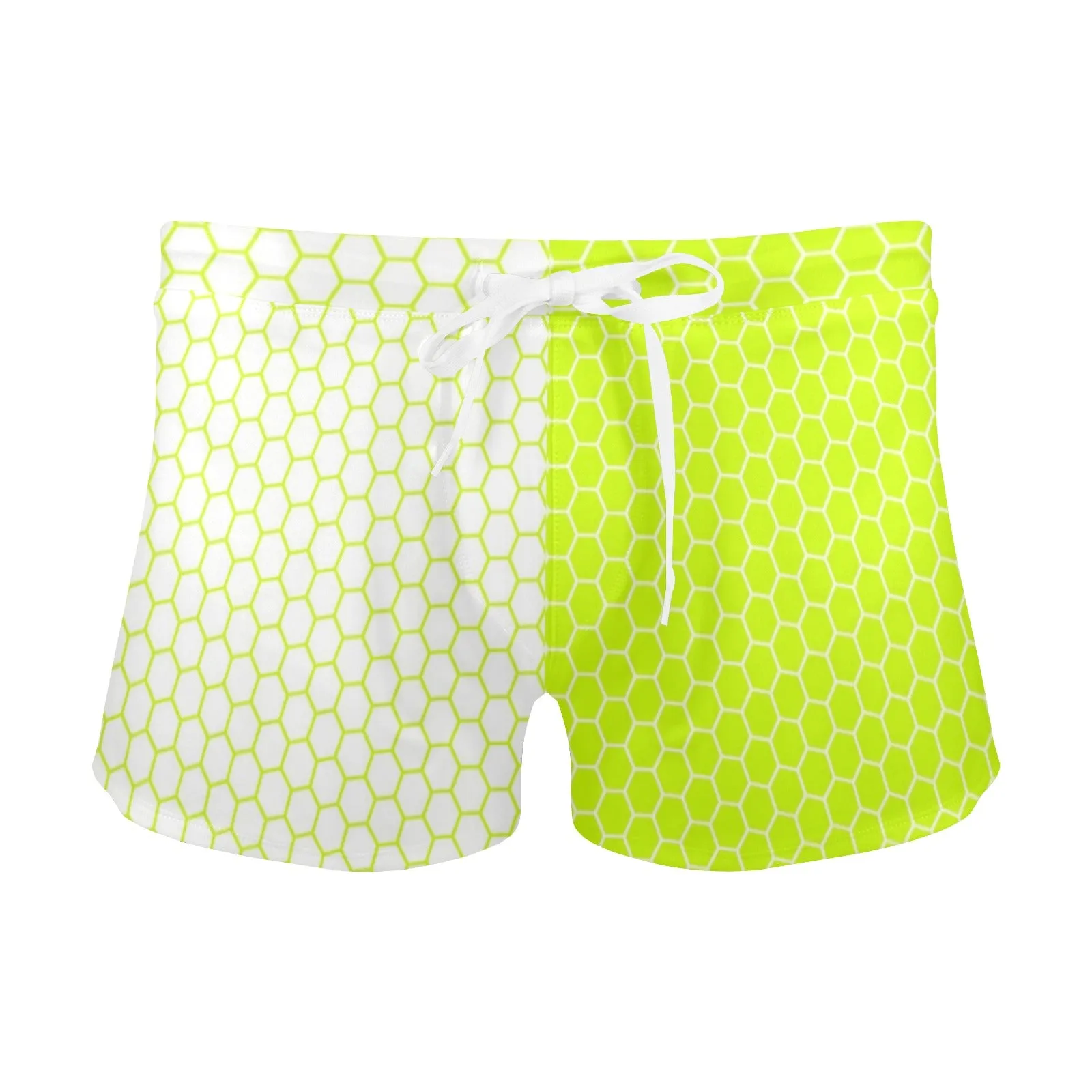 neon green hex white print 5 Men's Swim Trunks with Zipper Pocket (Model L71)