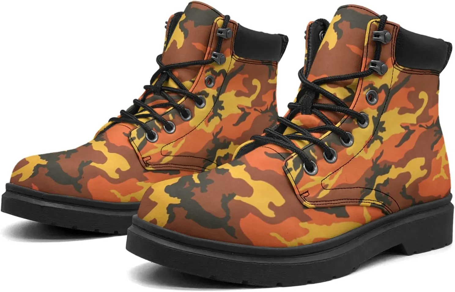 Pitovozu Camouflage Boots Womens Snow Boots Ankle Anti-Slip Combat Boots Lace Up Winter Waterproof Leather Boots Shoes Gifts for Women