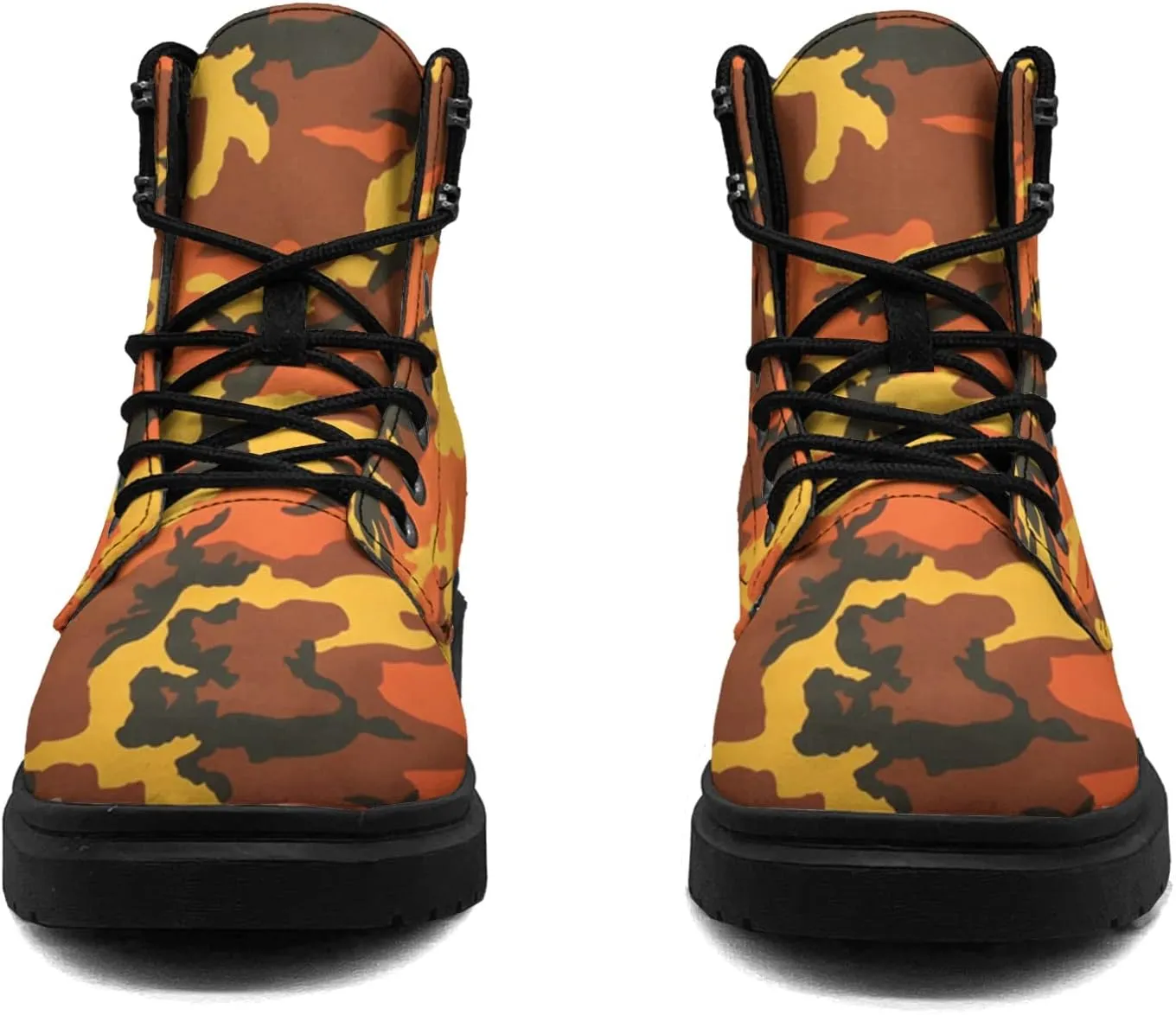 Pitovozu Camouflage Boots Womens Snow Boots Ankle Anti-Slip Combat Boots Lace Up Winter Waterproof Leather Boots Shoes Gifts for Women