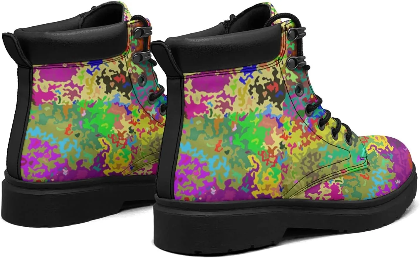 Pitovozu Camouflage Boots Womens Snow Boots Ankle Anti-Slip Combat Boots Lace Up Winter Waterproof Leather Boots Shoes Gifts for Women