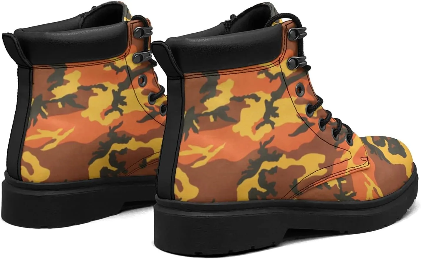 Pitovozu Camouflage Boots Womens Snow Boots Ankle Anti-Slip Combat Boots Lace Up Winter Waterproof Leather Boots Shoes Gifts for Women