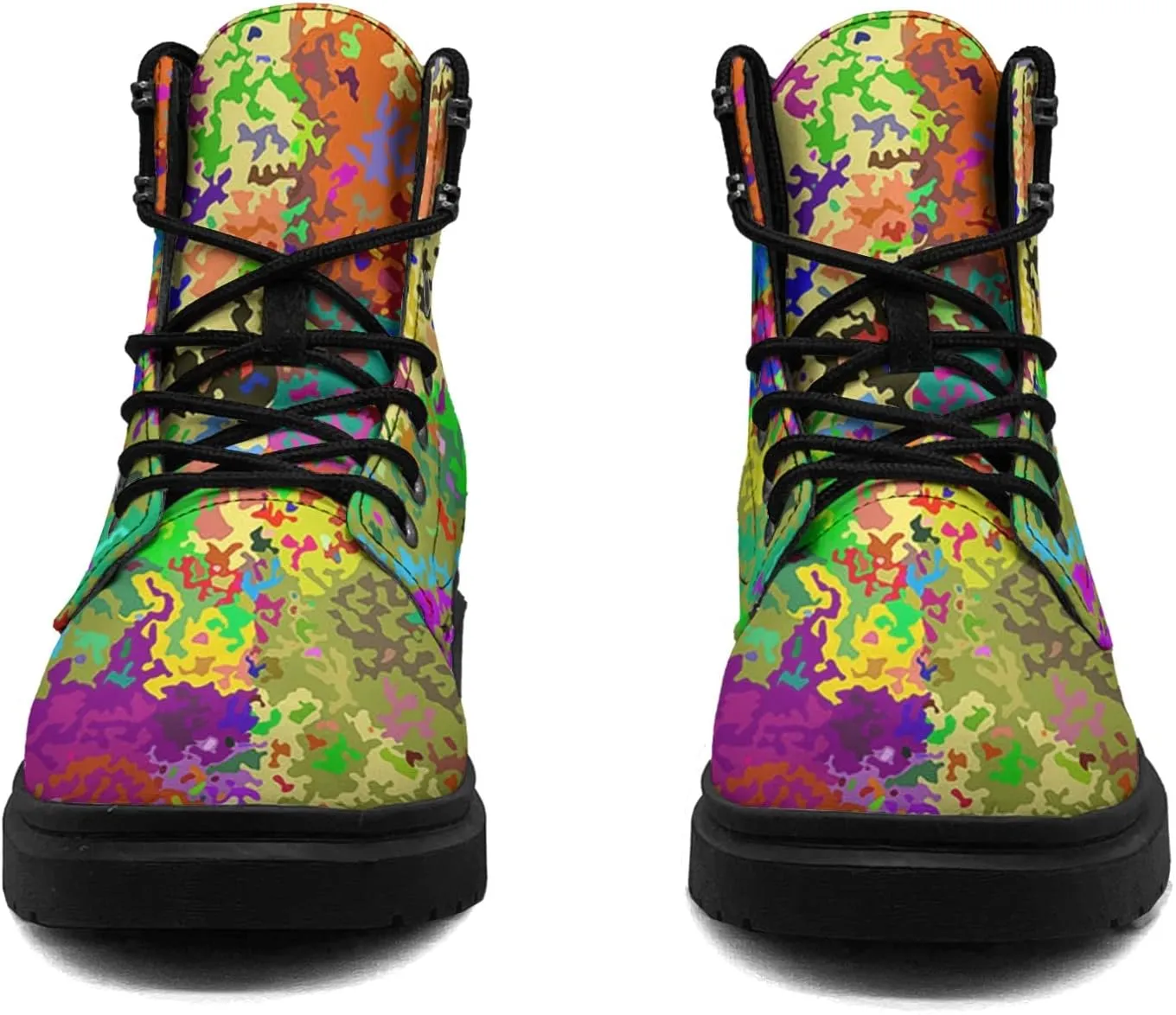 Pitovozu Camouflage Boots Womens Snow Boots Ankle Anti-Slip Combat Boots Lace Up Winter Waterproof Leather Boots Shoes Gifts for Women