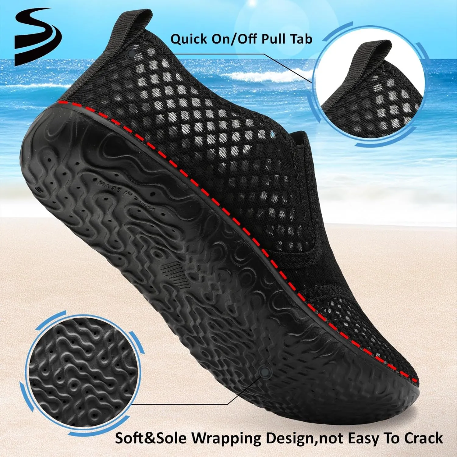 Spesoul Water Shoes for Women Men Quick-Dry Swim Shoes Barefoot Aqua Socks Breathable Beach Sandals for Pool Surf Travel Camping Yoga Outdoor Sports
