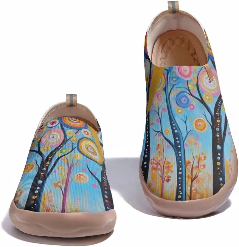 Women's Knitted Slip-on Loafers Comfortable, Light and Fashionable Sneakers Art Painted Travel Shoes