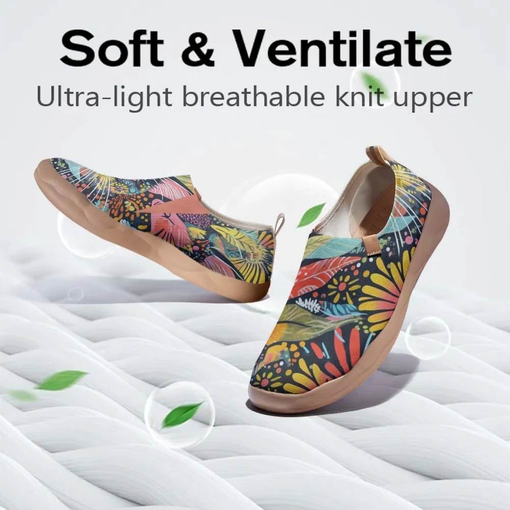 Women's Knitted Slip-on Loafers Comfortable, Light and Fashionable Sneakers Art Painted Travel Shoes