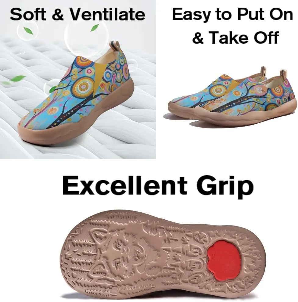 Women's Knitted Slip-on Loafers Comfortable, Light and Fashionable Sneakers Art Painted Travel Shoes