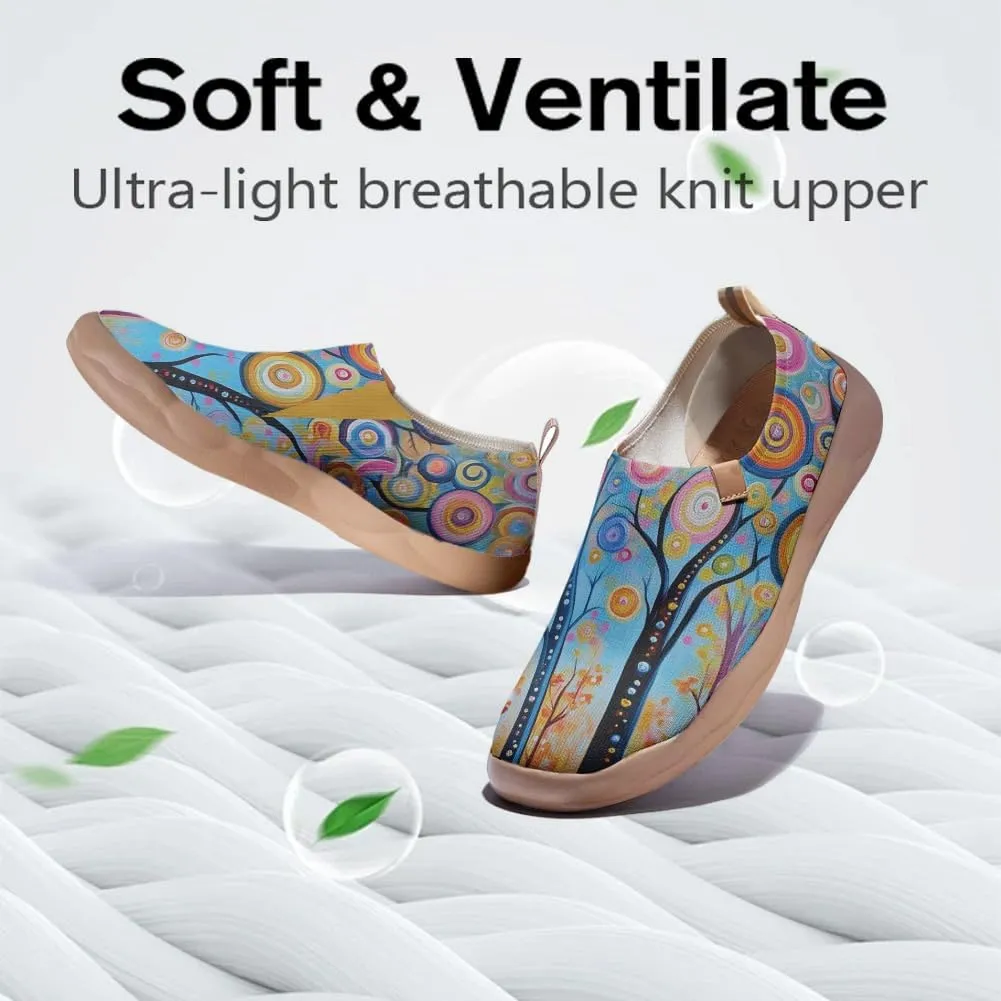 Women's Knitted Slip-on Loafers Comfortable, Light and Fashionable Sneakers Art Painted Travel Shoes