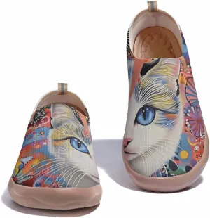 Women's Knitted Slip-on Loafers Comfortable, Light and Fashionable Sneakers Art Painted Travel Shoes