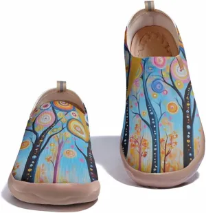 Women's Knitted Slip-on Loafers Comfortable, Light and Fashionable Sneakers Art Painted Travel Shoes