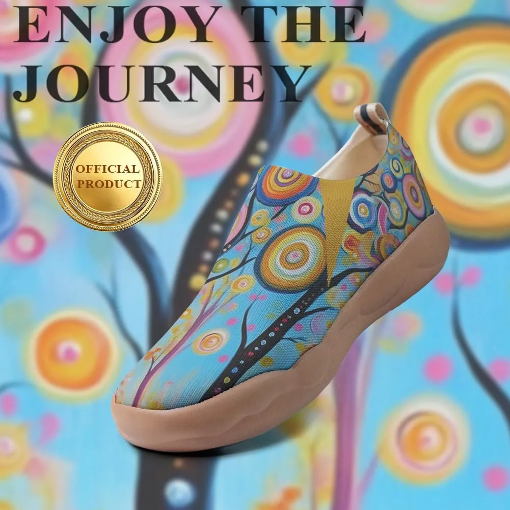 Women's Knitted Slip-on Loafers Comfortable, Light and Fashionable Sneakers Art Painted Travel Shoes