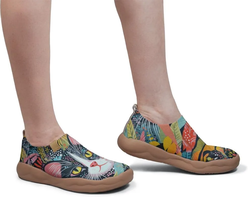 Women's Knitted Slip-on Loafers Comfortable, Light and Fashionable Sneakers Art Painted Travel Shoes