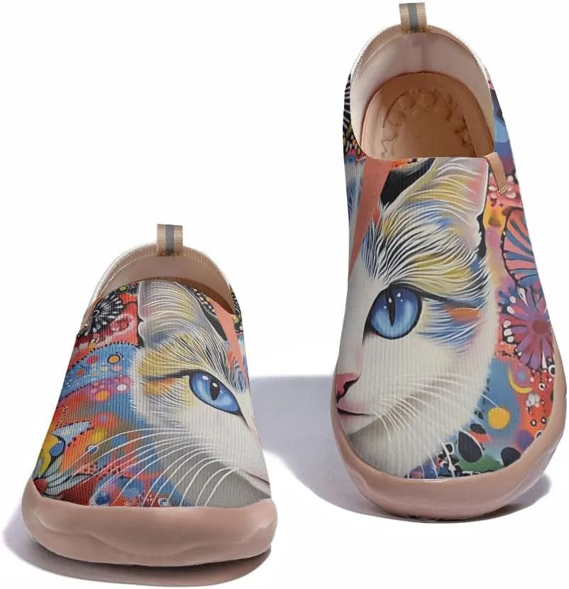 Women's Knitted Slip-on Loafers Comfortable, Light and Fashionable Sneakers Art Painted Travel Shoes