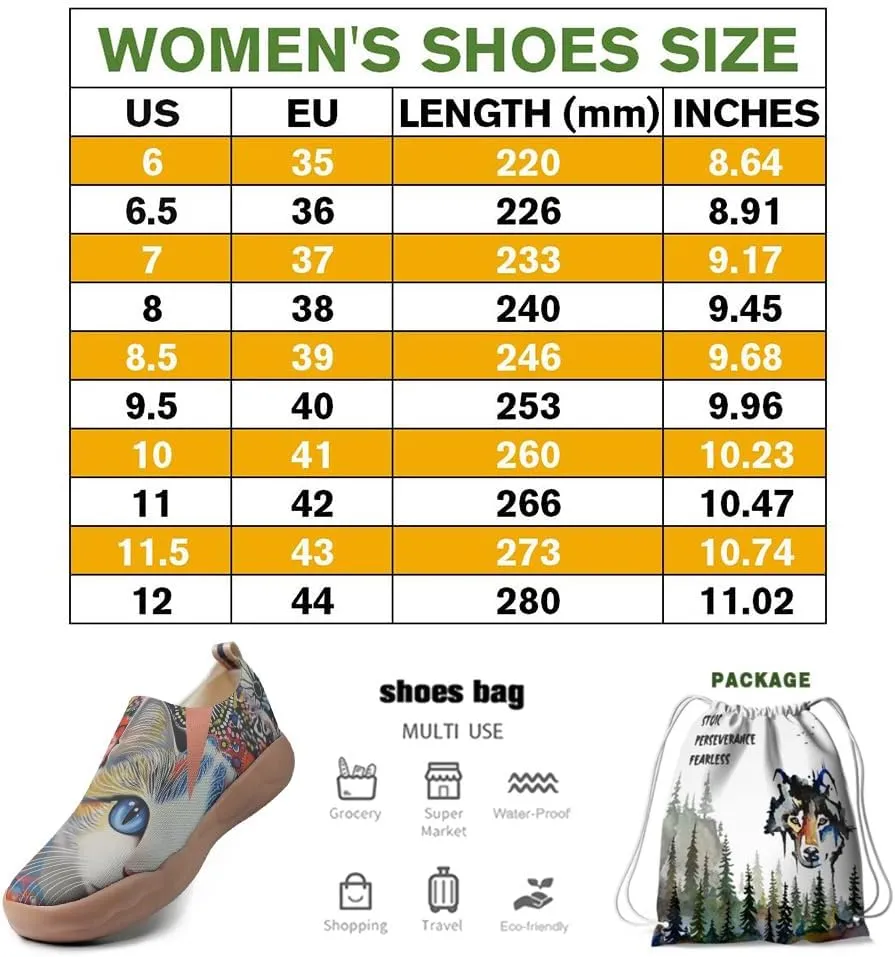 Women's Knitted Slip-on Loafers Comfortable, Light and Fashionable Sneakers Art Painted Travel Shoes